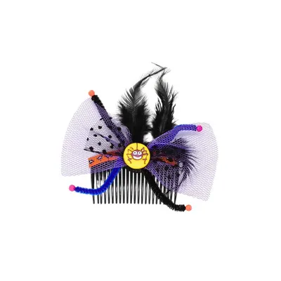Agrafă pentru Halloween, model păianjen cu fundiță mov, 8 cm