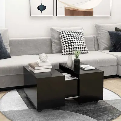 vidaXL Măsuță de cafea, negru, 60x60x38 cm, lemn prelucrat