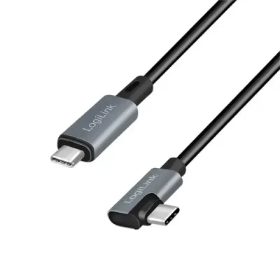 Cablu alimentare si date LOGILINK, USB Type-C (T) la USB Type-C (T) la 90 grade, 2m, PD 100W