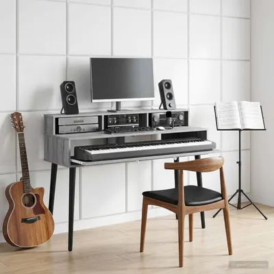 vidaXL Birou de studio Sonoma gri 152 x 42,5 x 36 cm Lemn prelucrat