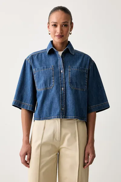 Weekend Max Mara cămașă pentru femei din denim WKDZANNATA