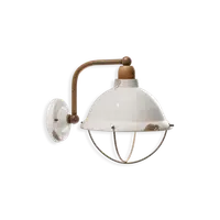 Applique Con Gabbia / Wall Lamp Retro Industrial Finish Vib - Vintage Bianco C1681