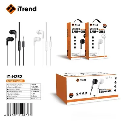 Casti Itrend cu Fir si Microfon It 252 Alb / Negru