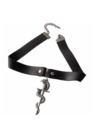 Colier Choker negru - sabie cu sarpe - Nicollette C5