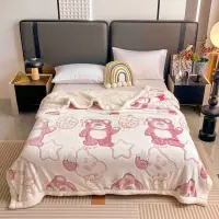 Patura CoCoLiNo cu blanita, 200x230cm, Jojo Home, Crem, Roz, Ursuleti, Stelute