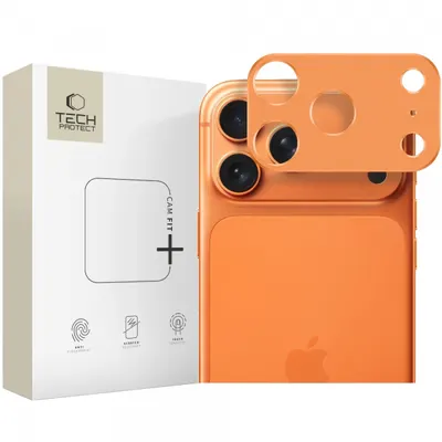 Rama protectie Camera Spate Tech-Protect Camalloy Fit+ pentru Apple iPhone 17 Pro Max, Aluminiu, Portocalie
