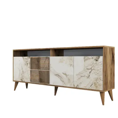 Comoda MILAN, nuc + alb, 180x35x78 cm