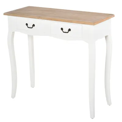 HOMCOM Masă Consolă Masă pentru Intrare Scaun de Săpun 2 sertare dim. 87L x 34l x 78H cm MDF Lemn Masiv Pin Deschis Alb | Aosom Romania