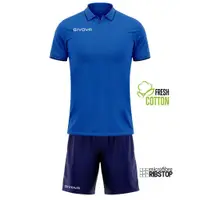 Kit Givova Street, polo 100% bumbac și bermude microfibră, Albastru/Bleumarin L