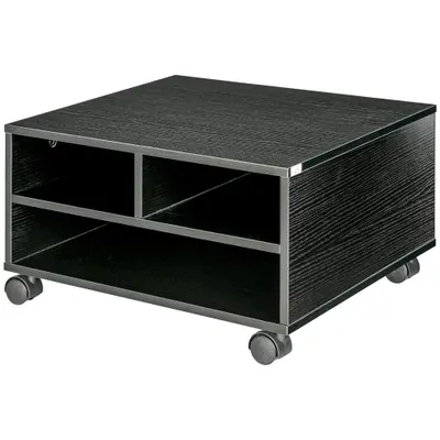 HOMCOM Cabinet pentru Imprimantă cu 2 Rafturi, Birou din Lemn și Cabinet de studiu cu Roți, 47x40x22.5 cm, Negru | Aosom Romania
