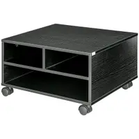 HOMCOM Cabinet pentru Imprimantă cu 2 Rafturi, Birou din Lemn și Cabinet de studiu cu Roți, 47x40x22.5 cm, Negru | Aosom Romania