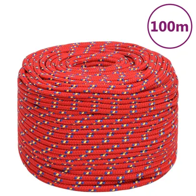 vidaXL Frânghie de barcă, roșu, 10 mm, 100 m, polipropilenă