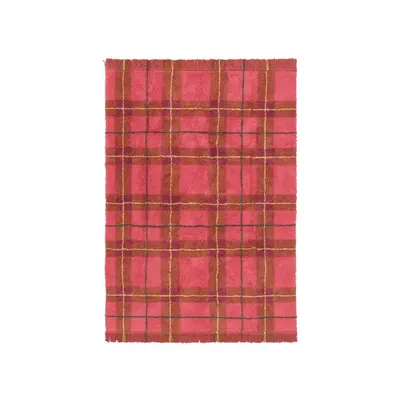 Covor roșu lavabil, țesut manual din bumbac 90x120 cm Tartan Vintage Red – Lorena Canals