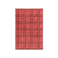 Covor roșu lavabil, țesut manual din bumbac 140x190 cm Tartan Vintage Red – Lorena Canals