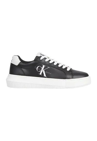 Pantofi sport din piele cu logo - Alb/Negru stins