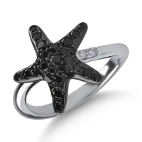 Inel din aur alb cu diamante negre de 0.59ct si diamante transparente de 0.03ct