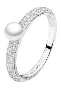 Inel argint cu perla naturala si zirconia pave - Crown