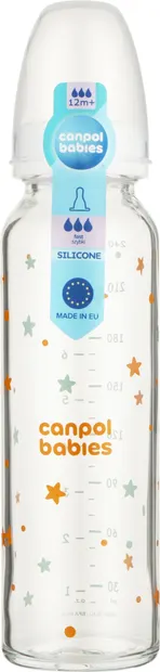 Sticlă de sticlă Canpol - 240 ml, alb