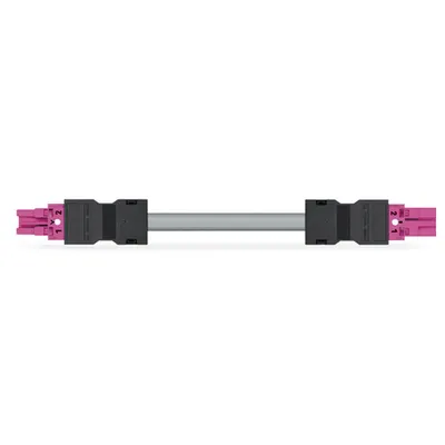 pre-assembled interconnecting cable; B2ca; Socket/plug; 2-pole; Cod. B; 5 m; 1,00 mm²; pink