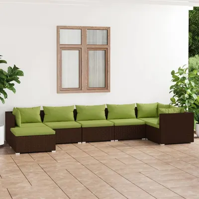 Gossi set mobilier de gradina cu perne, 7 piese, maro, poliratan