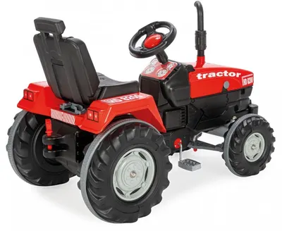 Tractor cu pedale pentru copii Pilsan Operated Red, cu scaunel reglabil si detasabil, transmisie pe lant, cu volan, spatar si claxon, dimensiune 102 x 53 x 66 cm