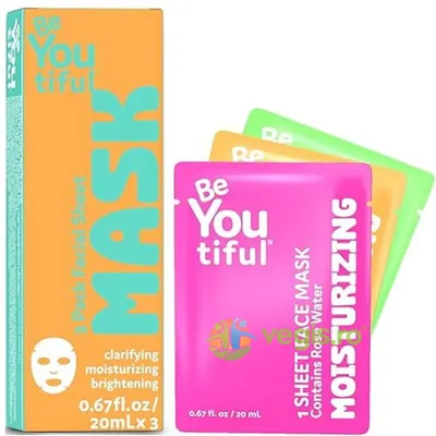 Set Masti Faciale Tip Servetel Purifiante, Hidratante si Iluminatoare pentru Adolescenti si Tineri 3x20ml