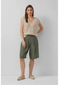 Pantaloni scurti din in - Verde englez
