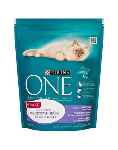 PURINA ONE COAT & HAIRBALL Hrana uscata pentru pisici adulte, bogata in pui 800g