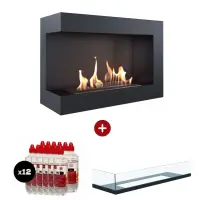 Pachet pro DELTA negru colt stanga - 70 x 48 x 28 cm + sticla biosemineu + 12L bioetanol