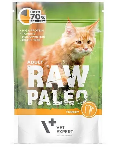 VETEXPERT RAW PALEO Cat Adult cu carne de curcan 100 g