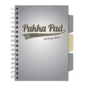Caiet A5 cu spira si separatoare Pukka Pad Project Book, 200 file, matematica, gri