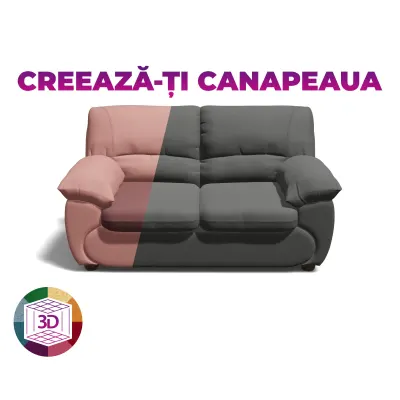 Canapea LUXOR 2L fixa, 2 locuri, 171x95x95 cm, Configurator 3D