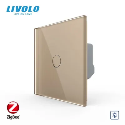 Intrerupator simplu tactil, dimabil adaptiv, Protocol Zigbee, cu panou sticla, Generatia Noua Auriu