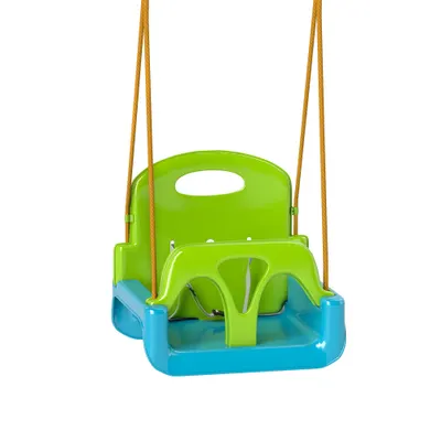 Outsunny Leagăn pentru Copii 3 în 1 pentru Interior și Exterior, Leagăn de Grădină pentru Bebeluși și Copii 9-36 Luni, Frânghie Reglabilă 120-180 cm și Centură de Siguranță, 42x33x120-180 cm, Verde | Aosom Romania