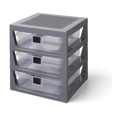 Organizator de depozitare cu 3 sertare LEGO®, gri