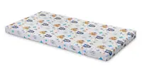 Saltea din spuma Sensillo 120x60x6 cm Forest Animals pentru patut copii traditionalpliabil, grad de duritate medie H1-H2, husa detasabila cu fermoar