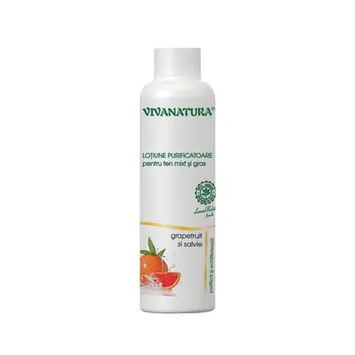 Loțiune Purificatoare Pentru Ten Mixt și Gras cu Grapefruit și Salvie, 150 ml | Vivanatura
