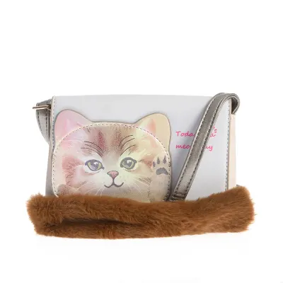 Geanta crossbody pentru copii cu model pisica