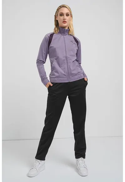 Trening cu fermoar si buzunare oblice Classic - Negru/Lila