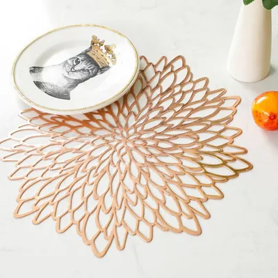 Covoraș de hrănire Morello - Rose Gold Hibiscus, 38 cm