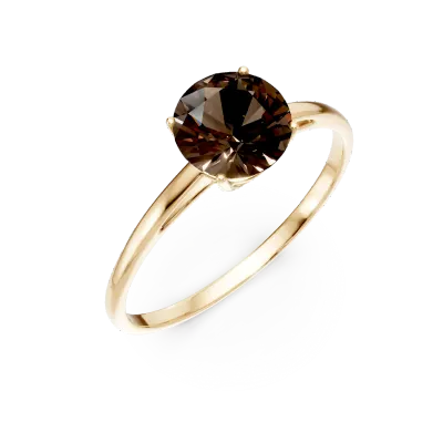 Inel din aur galben cu quartz fumuriu solitaire de 1.1ct