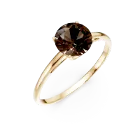 Inel din aur galben cu quartz fumuriu solitaire de 1.2ct