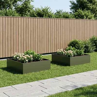 vidaXL Vază pentru Grădină 2 buc. Verde măsliniu 100 x 100 x 30 cm