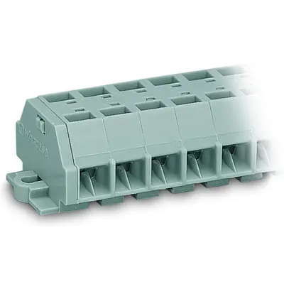 4-conductor terminal strip; 4-pole; without push-buttons; with snap-in mounting feet; for plate thickness 0.6 - 1.2 mm; Fixing hole 3.5 mm Ø; 1.5 mm²; CAGE CLAMP®; 1,50 mm²; gray