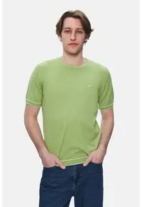 Tricou regular fit cu decolteu la baza gatului Fared - Verde