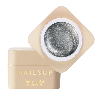 Gel NAILSUP Metallic Artistic Silver 5g pentru Pictură, Nail Art și Efect Metalic