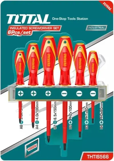 Set de șurubelnițe TOTAL - Industrial, VDE 1000V, CR-V, 6 piese