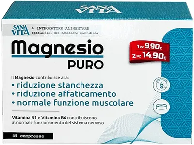 Sanavita Magnesio Puro Magneziu + B1 și B6, 45 tablete, Paladin Pharma