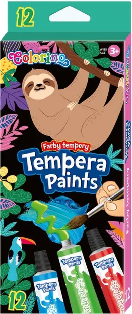 Vopsele tempera în tuburi Colorino - Wildkid, 12 culori x 12 ml