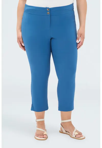 Pantaloni trei sferturi cu doua buzunare - Albastru cobalt